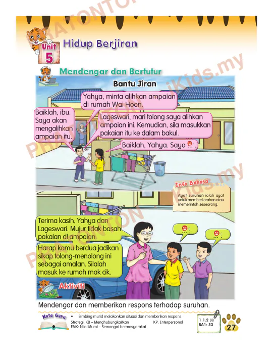 Pratonton muka 1 lembaran Pemahaman Bahasa Melayu 15 — Bahasa Melayu Tahun 2