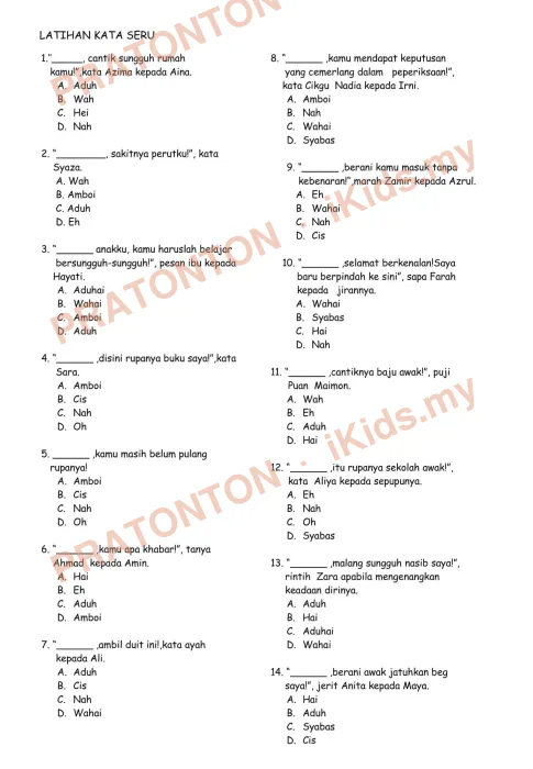 Pratonton muka 4 lembaran Modul Bahasa Melayu 5 — Bahasa Melayu Tahun 2