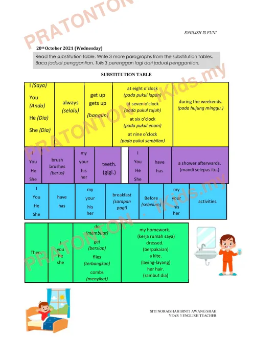 Pratonton muka 3 lembaran Modul Bahasa Inggeris 13 — Bahasa Inggeris Tahun 3
