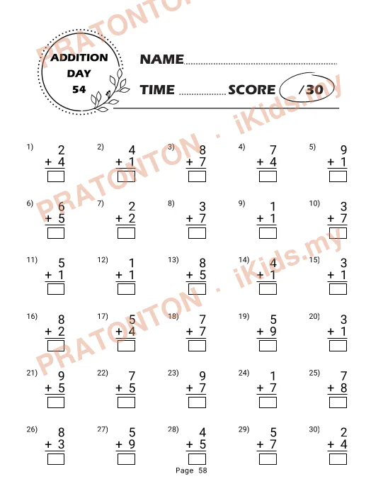 Pratonton muka 58 lembaran 100 Days Double Digit — Matematik Tahun 1