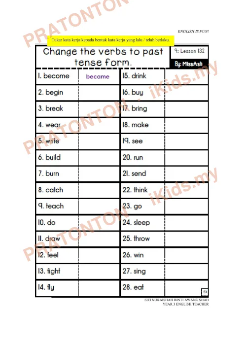 Pratonton muka 7 lembaran Modul Bahasa Inggeris 17 — Bahasa Inggeris Tahun 3