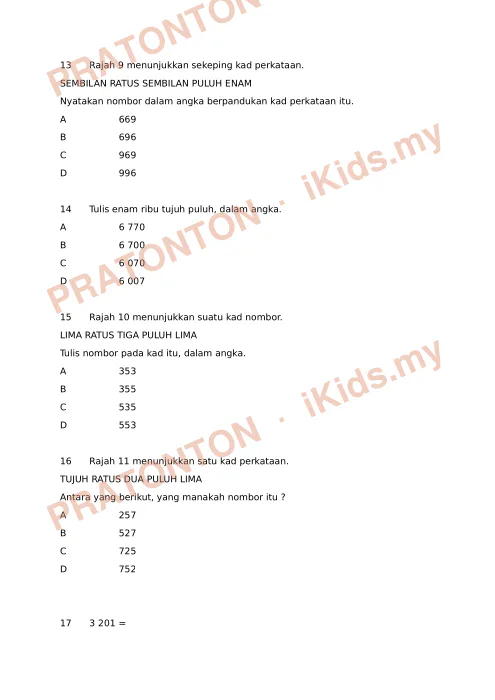 Pratonton muka 5 lembaran Lembaran Kerja Matematik 4 — Matematik Tahun 3
