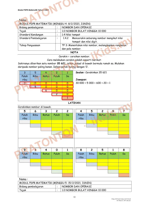 Pratonton muka 10 lembaran Modul Matematik 19 — Matematik Tahun 3