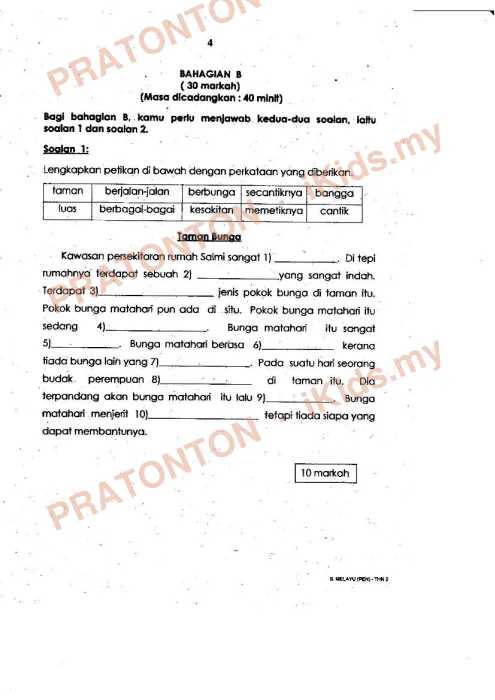 Pratonton muka 4 lembaran Penulisan Bahasa Melayu 6 — Bahasa Melayu Tahun 2