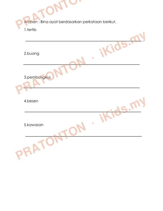 Pratonton muka 1 lembaran Penulisan Bahasa Melayu 8 — Bahasa Melayu Tahun 2