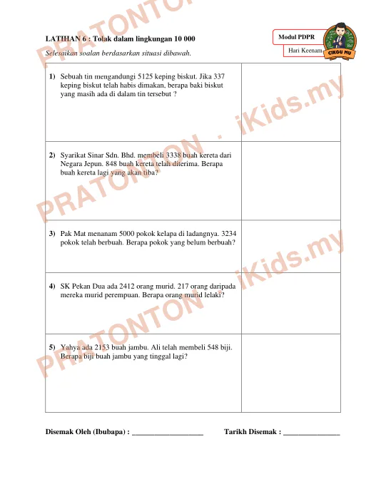 Pratonton muka 19 lembaran Modul Matematik 3 — Matematik Tahun 3