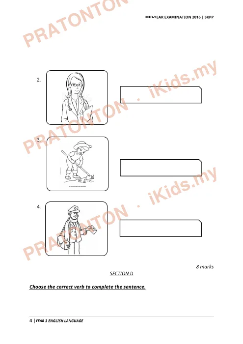 Pratonton muka 4 lembaran Kertas Soalan Bahasa Inggeris 19 — Bahasa Inggeris Tahun 3