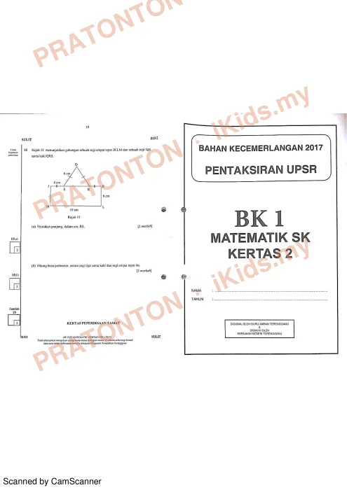 Pratonton muka 9 lembaran 2017 Soalan Matematik — Matematik Tahun 6