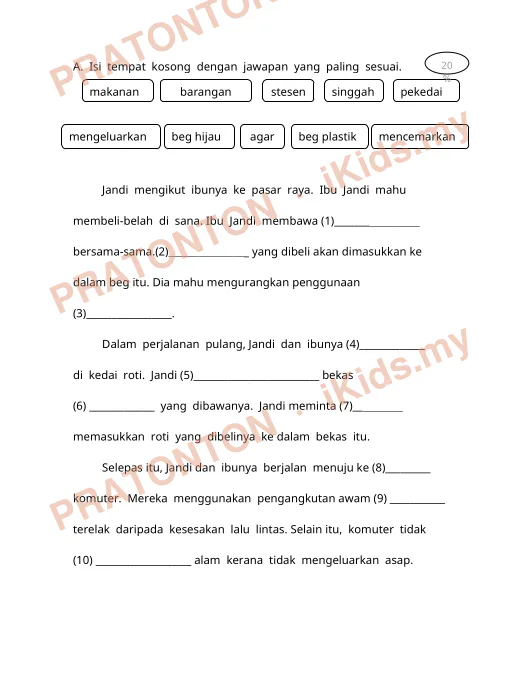 Pratonton muka 1 lembaran (3)_________________. — Bahasa Melayu Tahun 1
