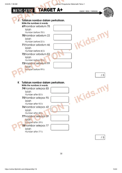 Pratonton muka 10 lembaran 3/24/25, 7:38 AM — Matematik Tahun 1