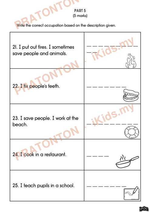 Pratonton muka 6 lembaran Kertas Soalan Bahasa Inggeris 43 — Bahasa Inggeris Tahun 3