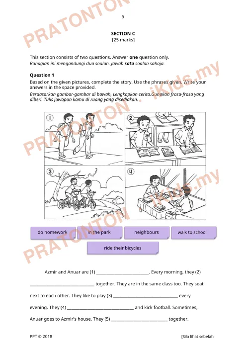 Pratonton muka 6 lembaran Kertas Soalan Bahasa Inggeris 42 — Bahasa Inggeris Tahun 3