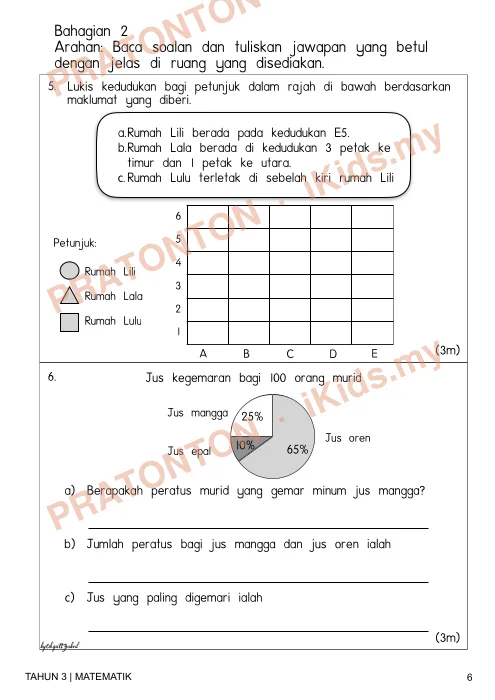 Pratonton muka 9 lembaran Kertas Soalan Matematik 14 — Matematik Tahun 3