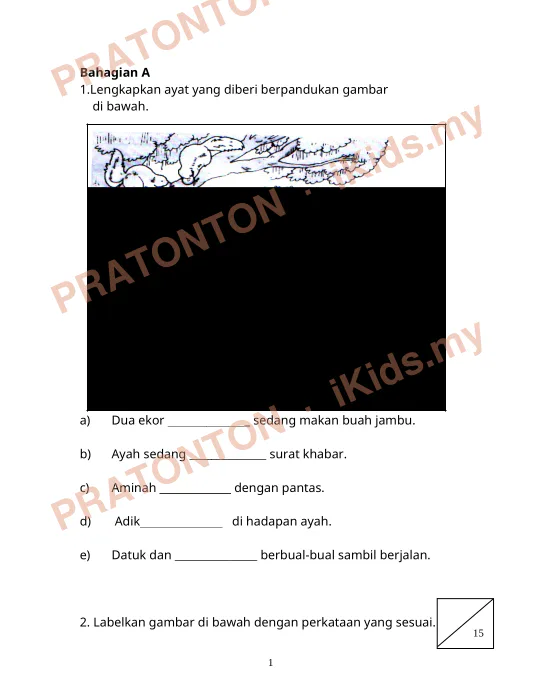 Pratonton muka 1 lembaran Lembaran Kerja Bahasa Melayu 9 — Bahasa Melayu Tahun 2