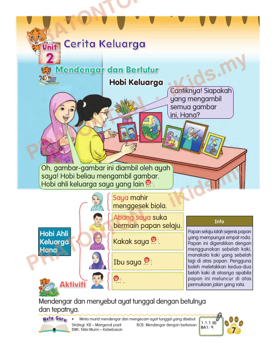 Pratonton muka 1 lembaran Pemahaman Bahasa Melayu 12 — Bahasa Melayu Tahun 2
