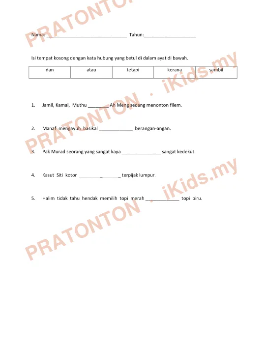 Pratonton muka 1 lembaran Latihan Bahasa Melayu 5 — Bahasa Melayu Tahun 2