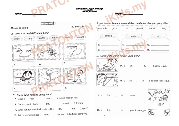 Pratonton muka 1 lembaran Kertas Soalan Bahasa Melayu 9 — Bahasa Melayu Tahun 2