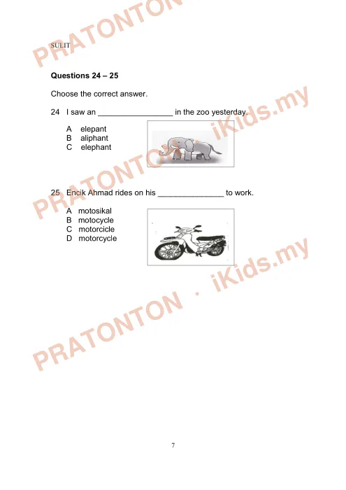 Pratonton muka 7 lembaran Latihan Bahasa Inggeris 55 — Bahasa Inggeris Tahun 3
