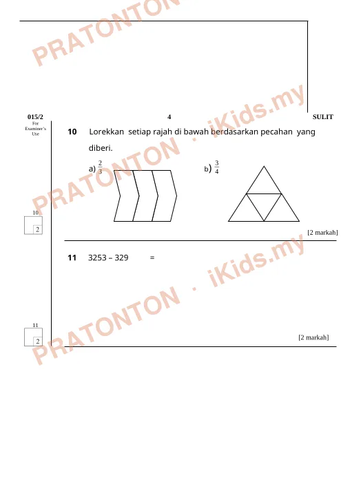 Pratonton muka 4 lembaran Kertas Soalan Matematik 16 — Matematik Tahun 3