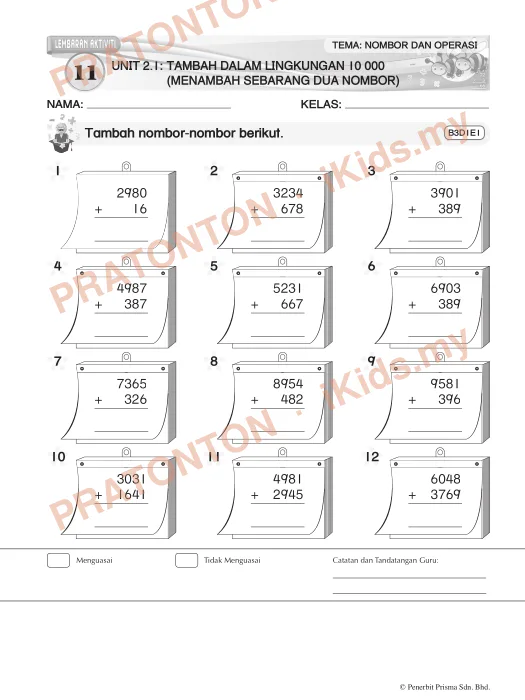 Pratonton muka 1 lembaran Modul Matematik 21 — Matematik Tahun 3