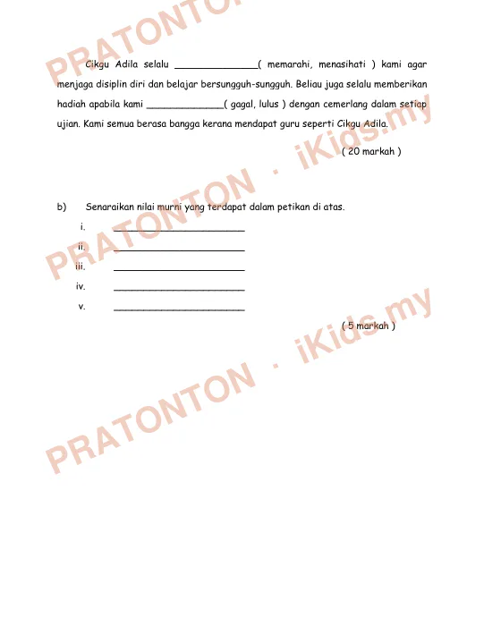 Pratonton muka 3 lembaran Kertas Soalan Bahasa Melayu 10 — Bahasa Melayu Tahun 2