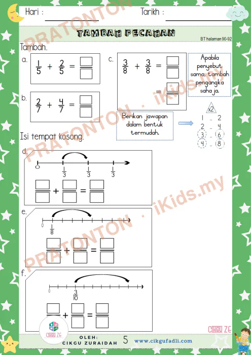 Pratonton muka 6 lembaran Nota Matematik 1 — Matematik Tahun 3
