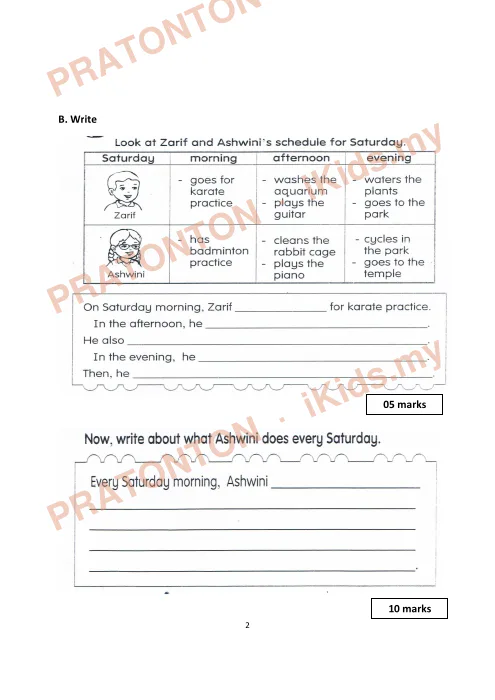 Pratonton muka 2 lembaran Kertas Soalan Bahasa Inggeris 8 — Bahasa Inggeris Tahun 3