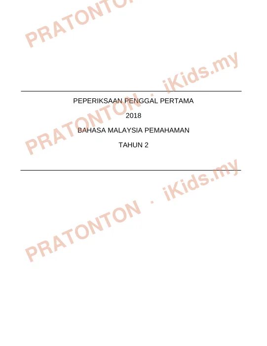 Pratonton muka 1 lembaran Kertas Soalan Bahasa Melayu 7 — Bahasa Melayu Tahun 2