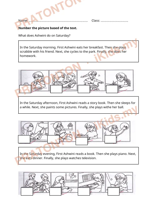 Pratonton muka 1 lembaran Pemahaman Bahasa Inggeris 5 — Bahasa Inggeris Tahun 3