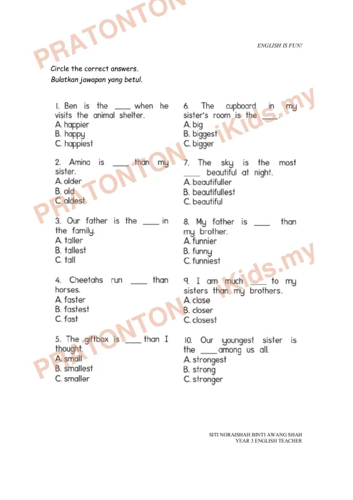 Pratonton muka 5 lembaran Modul Bahasa Inggeris 11 — Bahasa Inggeris Tahun 3
