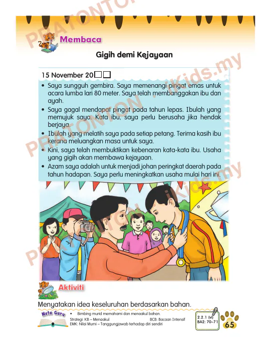 Pratonton muka 3 lembaran Pemahaman Bahasa Melayu 4 — Bahasa Melayu Tahun 2