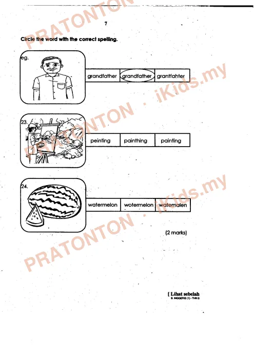 Pratonton muka 7 lembaran Kertas Soalan Bahasa Inggeris 25 — Bahasa Inggeris Tahun 3