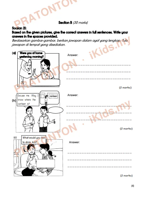 Pratonton muka 5 lembaran Kertas Soalan Bahasa Inggeris 14 — Bahasa Inggeris Tahun 3