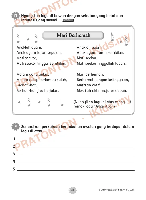 Pratonton muka 4 lembaran Pemahaman Bahasa Melayu 6 — Bahasa Melayu Tahun 2