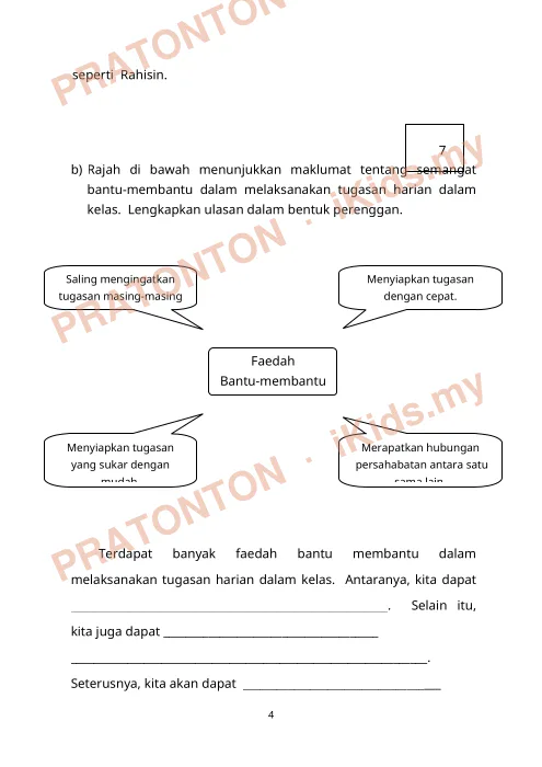 Pratonton muka 4 lembaran Lembaran Kerja Bahasa Melayu 4 — Bahasa Melayu Tahun 2