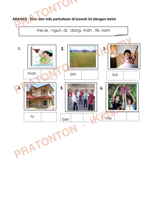 Pratonton muka 2 lembaran Penulisan Bahasa Melayu 1 — Bahasa Melayu Tahun 2