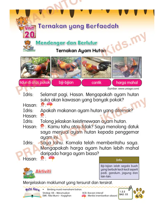 Pratonton muka 1 lembaran Lembaran Kerja Bahasa Melayu 15 — Bahasa Melayu Tahun 2