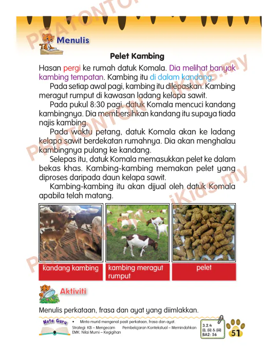 Pratonton muka 3 lembaran Lembaran Kerja Bahasa Melayu 15 — Bahasa Melayu Tahun 2