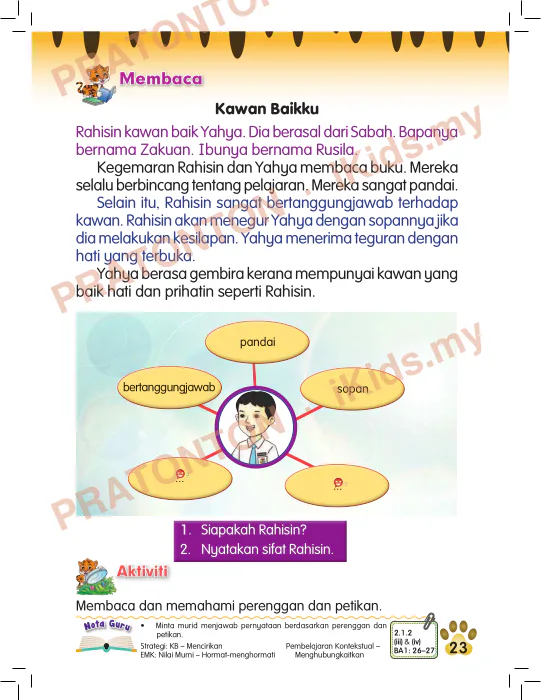 Pratonton muka 3 lembaran Pemahaman Bahasa Melayu 10 — Bahasa Melayu Tahun 2
