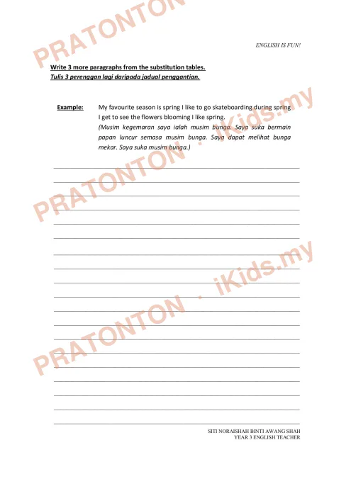 Pratonton muka 4 lembaran Modul Bahasa Inggeris 20 — Bahasa Inggeris Tahun 3