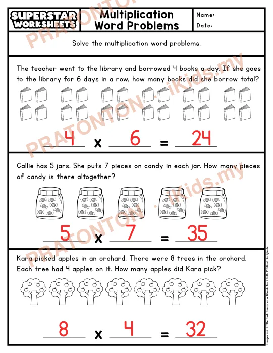 Pratonton muka 2 lembaran Lembaran Kerja Matematik 3 — Matematik Tahun 3