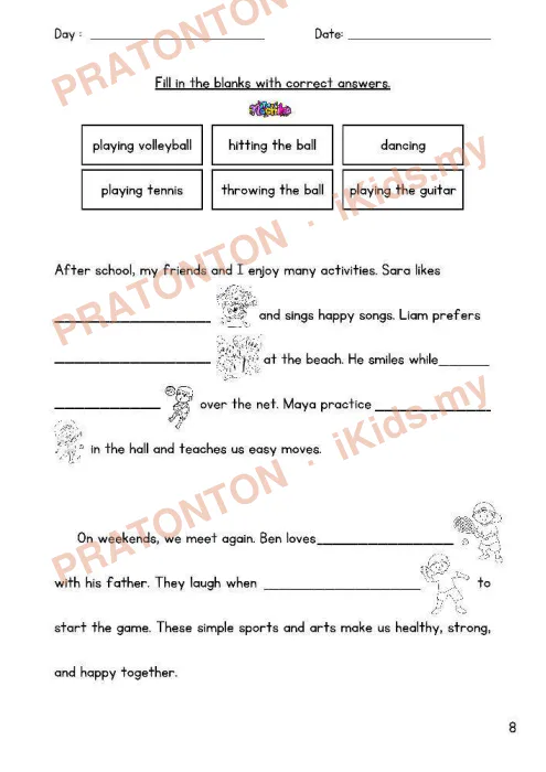 Pratonton muka 9 lembaran Latihan Bahasa Inggeris 4 — Bahasa Inggeris Tahun 3