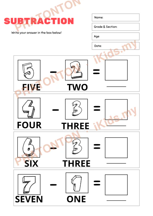 Pratonton muka 5 lembaran ADDITION — Bahasa Inggeris Tahun 1