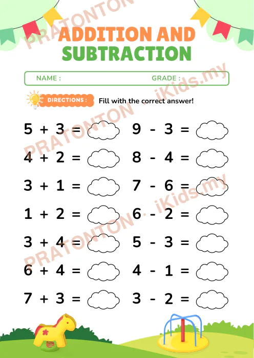 Pratonton muka 1 lembaran ADDITION AND — Matematik Tahun 1