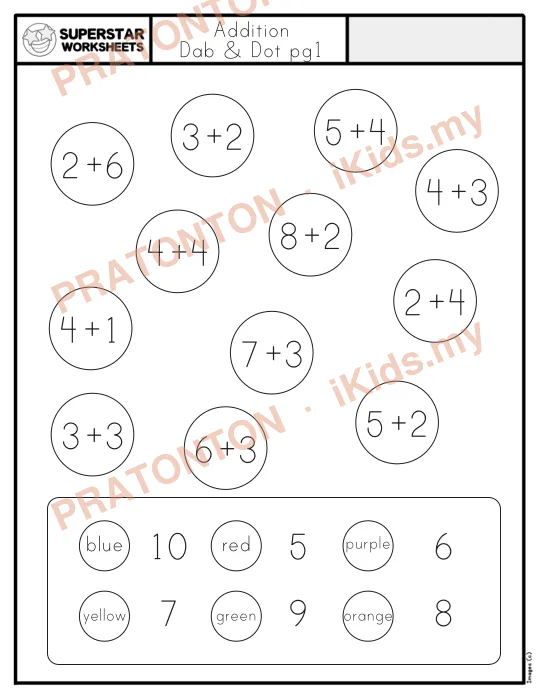 Pratonton muka 1 lembaran Addition — Matematik Tahun 1