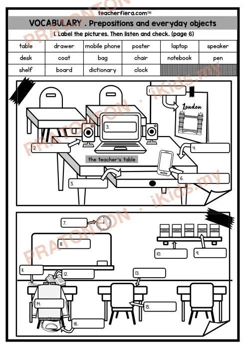 Pratonton muka 1 lembaran Aktiviti Kosa Kata Bahasa Inggeris Tahun 5 — Set 1 — Bahasa Inggeris Tahun 5