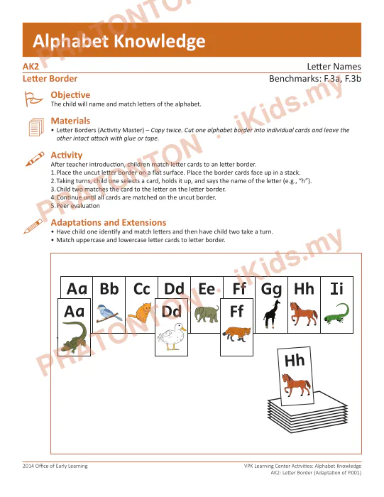 Pratonton muka 1 lembaran Alphabet Knowledge — Bahasa Inggeris Tahun 1