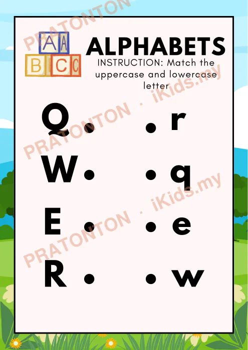 Pratonton muka 1 lembaran ALPHABETS — Bahasa Inggeris Tahun 1