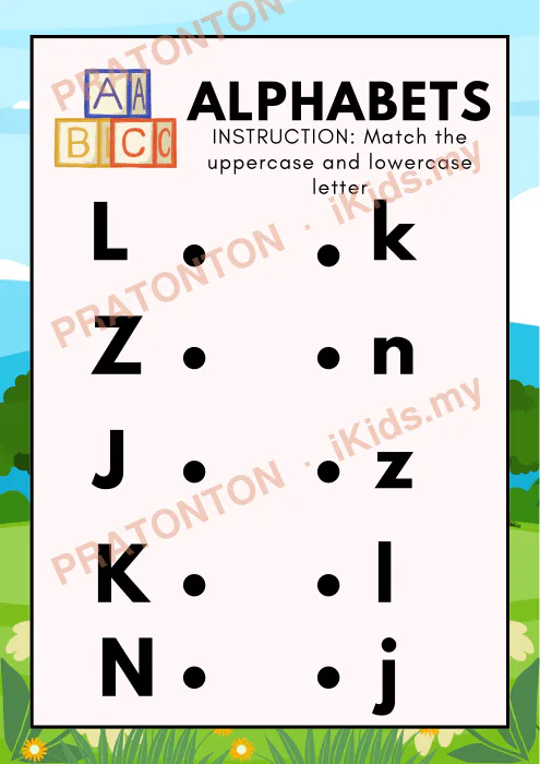 Pratonton muka 5 lembaran ALPHABETS — Bahasa Inggeris Tahun 1