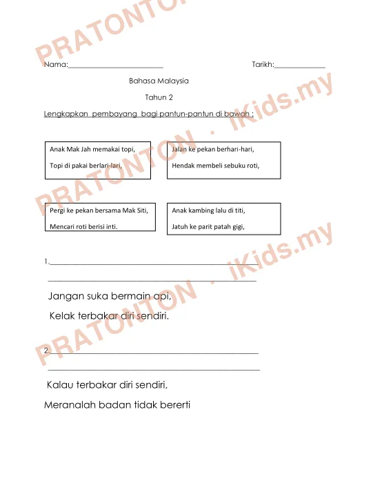 Pratonton muka 1 lembaran Modul Bahasa Melayu 3 — Bahasa Melayu Tahun 2